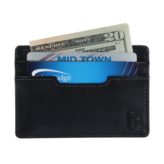 Slim RFID Card Holder ID Wallet in Top Grain Leather
