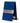 A blue leather slim wallet with a metal money clip closed, showing the wallet's capacity to hold cards and bills.