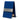 A blue leather slim wallet with a metal money clip closed, showing the wallet's capacity to hold cards and bills.